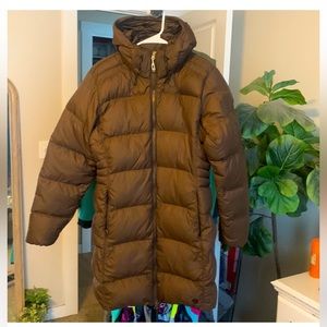 Mountain Hardwear down-filled long winter parka jacket brown